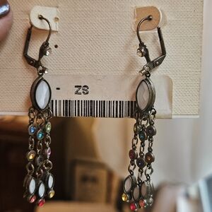 Sorrelli Antique Gold Tone Austrian Crystal Dangle Drop Chandelier Earrings NWT